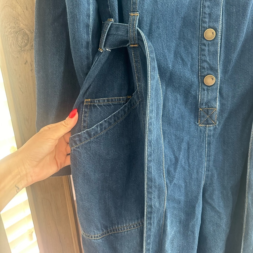 Anthropologie Pilcro Relaxed Denim Utility Jumpsuit - Picture 6 of 7